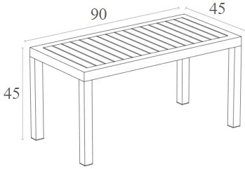 Τραπέζι πολυπροπυλένιου Ocean 90x45 Dark Grey