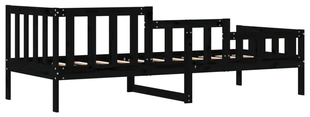 vidaXL Καναπές Κρεβάτι Μαύρος 90 x 190 εκ. από Μασίφ Ξύλο Πεύκου