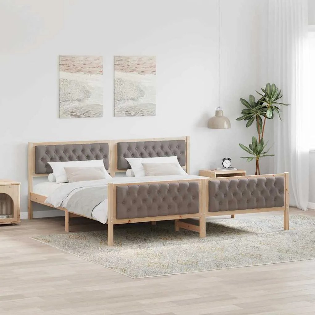 vidaXL Σκελετός Κρεβατιού Taupe 200 x 200 cm Στερεά ξυλεία πεύκου