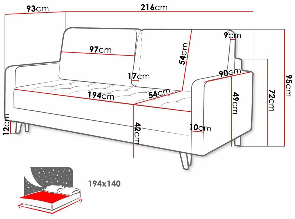 Καναπές κρεβάτι Independence 102, Αριθμός θέσεων: 3, Αποθηκευτικός χώρος, 95x216x93cm, 83 kg, Πόδια: Ξύλο, Πλαστική ύλη, Ξύλο: Οξιά | Epipla1.gr