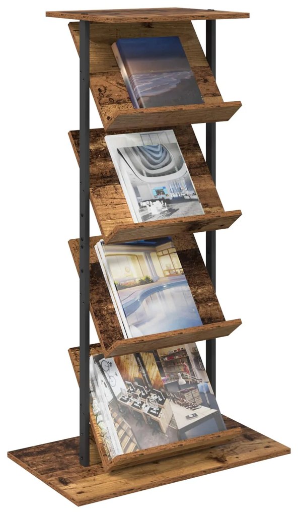 vidaXL Ράφι Περιοδικών με ράφι Παλιό ξύλο 68 x 40 x 123.5 εκ.