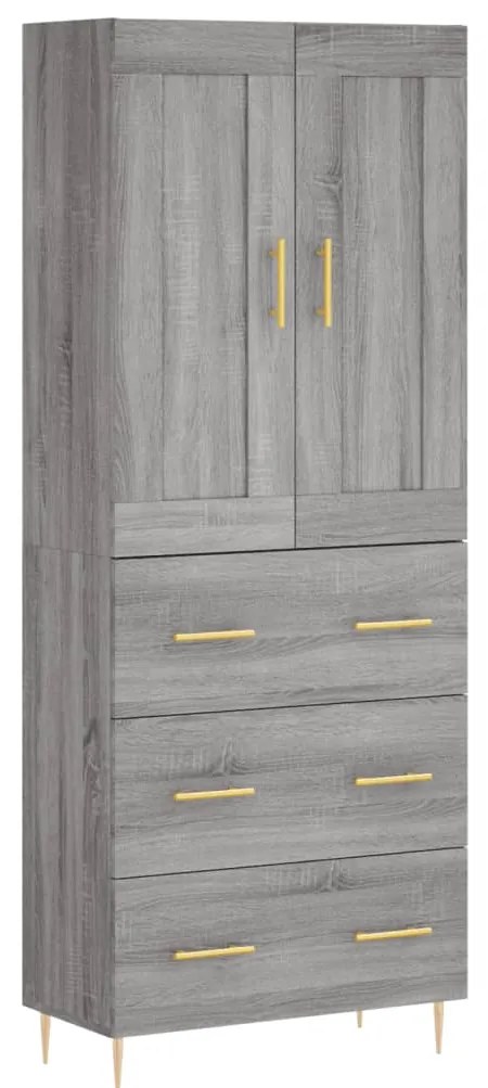 vidaXL Ντουλάπι Γκρι Sonoma 69,5 x 34 x 180 εκ. Επεξεργασμένο Ξύλο