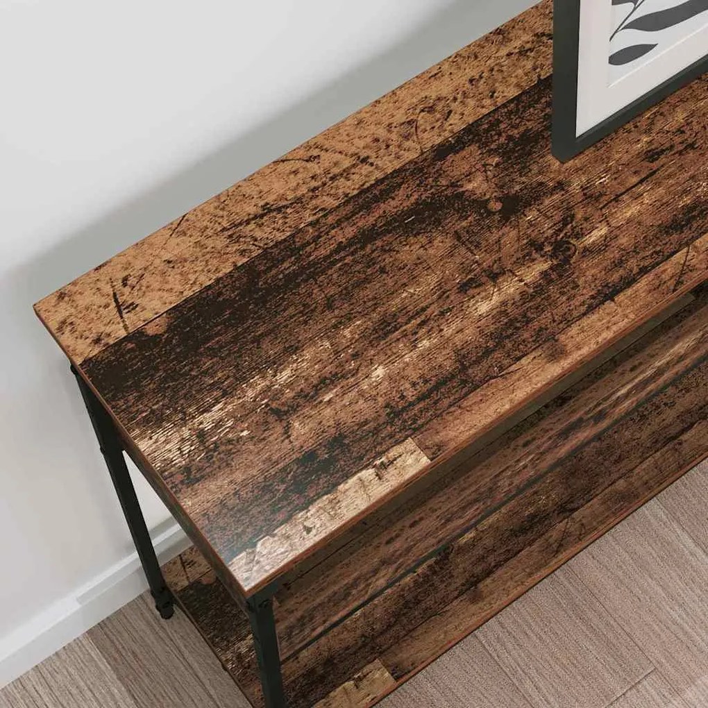 vidaXL Τραπέζι κονσόλας με ράφι Παλαιό ξύλο 100 x 29 x 75 εκ.