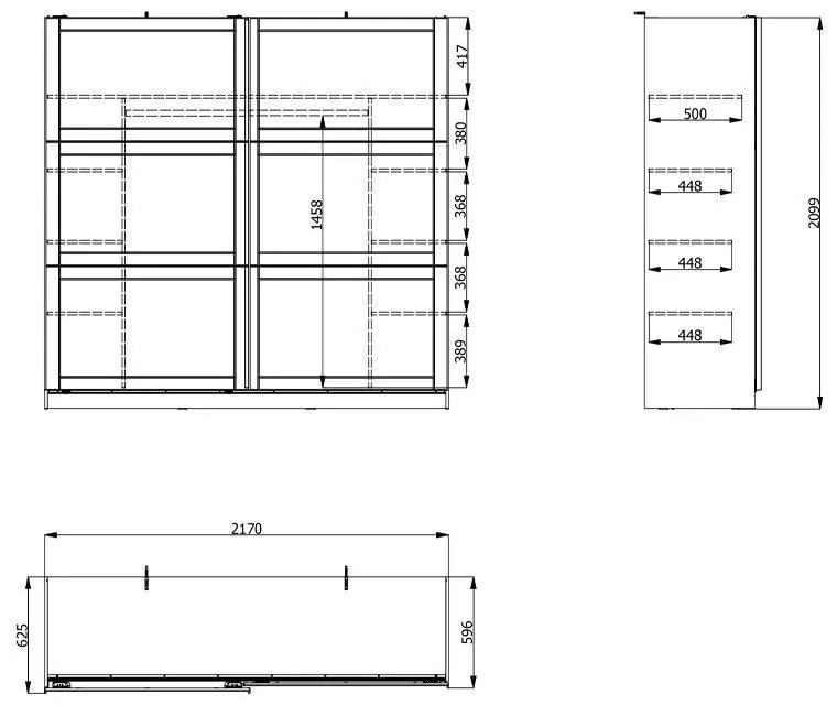 Ντουλάπα Valencia 220 Λευκό - Artisan Oak - Λευκό Μάτ 220x62.5x214 εκ. 220x62.5x214 εκ.