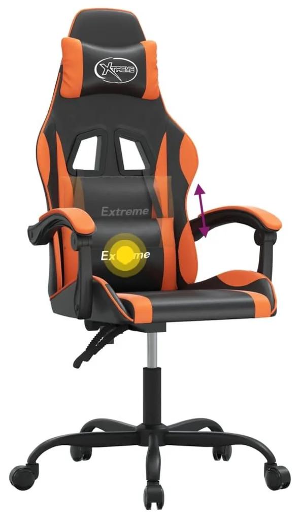 Καρέκλα Gaming Περιστρεφόμενη Μαύρη/Πορτοκαλί Συνθετικό Δέρμα - Πορτοκαλί