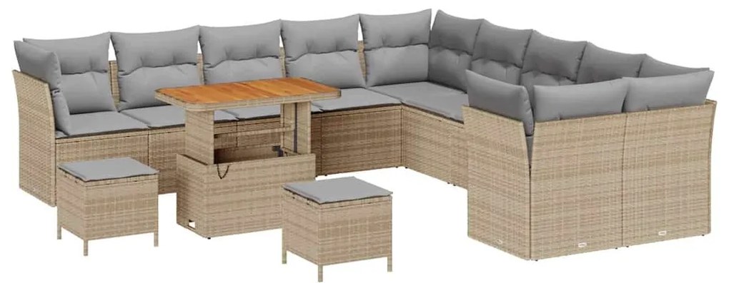 vidaXL Σετ Καναπέ Κήπου 13 pcs Μπεζ συνθετικό ρατάν