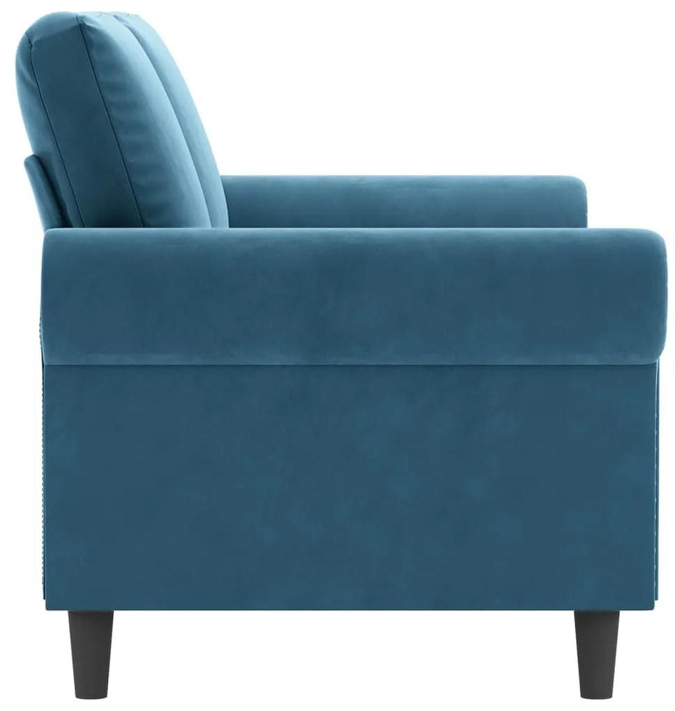 Καναπές Διθέσιος Μπλε 140 εκ. Βελούδινος - Μπλε