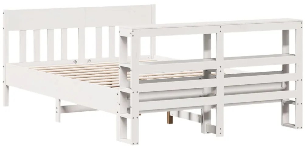 vidaXL Σκελετός Κρεβ. Χωρίς Στρώμα Λευκό 135x190 εκ Μασίφ Πεύκο