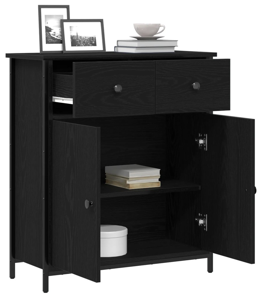 vidaXL Μπουφές Μαύρο Δρυς 70x30x80 εκ. Κατασκευασμένο από Τεχνητό Ξύλο και Ατσάλι