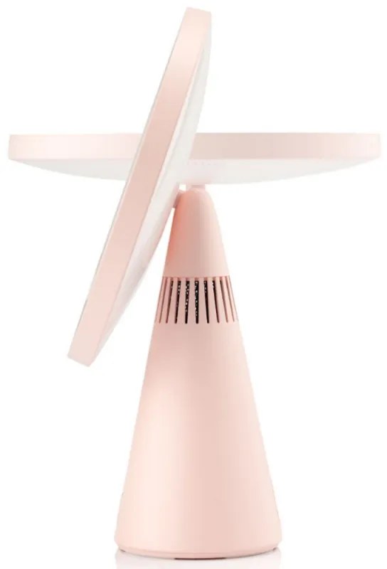 Φωτιζόμενος καθρέφτης καλλυντικών Smart Moon LED, 10x μεγέθυνση, ζεστό/ουδέτερο/κρύο φως, ρυθμιζόμενη φωτεινότητα, ηχείο Bluetooth, ροζ