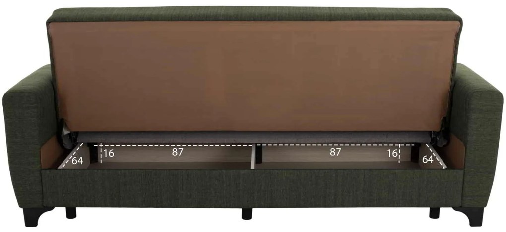 ΚΑΝΑΠΕΣ ΚΡΕΒΑΤΙ HEMA TΡΙΘΕΣΙΟΣ ΨΗΛΗ ΠΛΑΤΗ DARK OLIVE HM3242.05 215x84x88Υεκ.