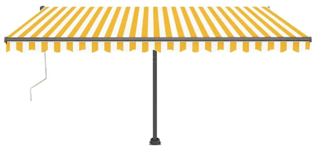 vidaXL Τέντα Αυτόματη με LED &amp; Αισθ. Ανέμου Κίτρινο/Λευκό 400x300 εκ.