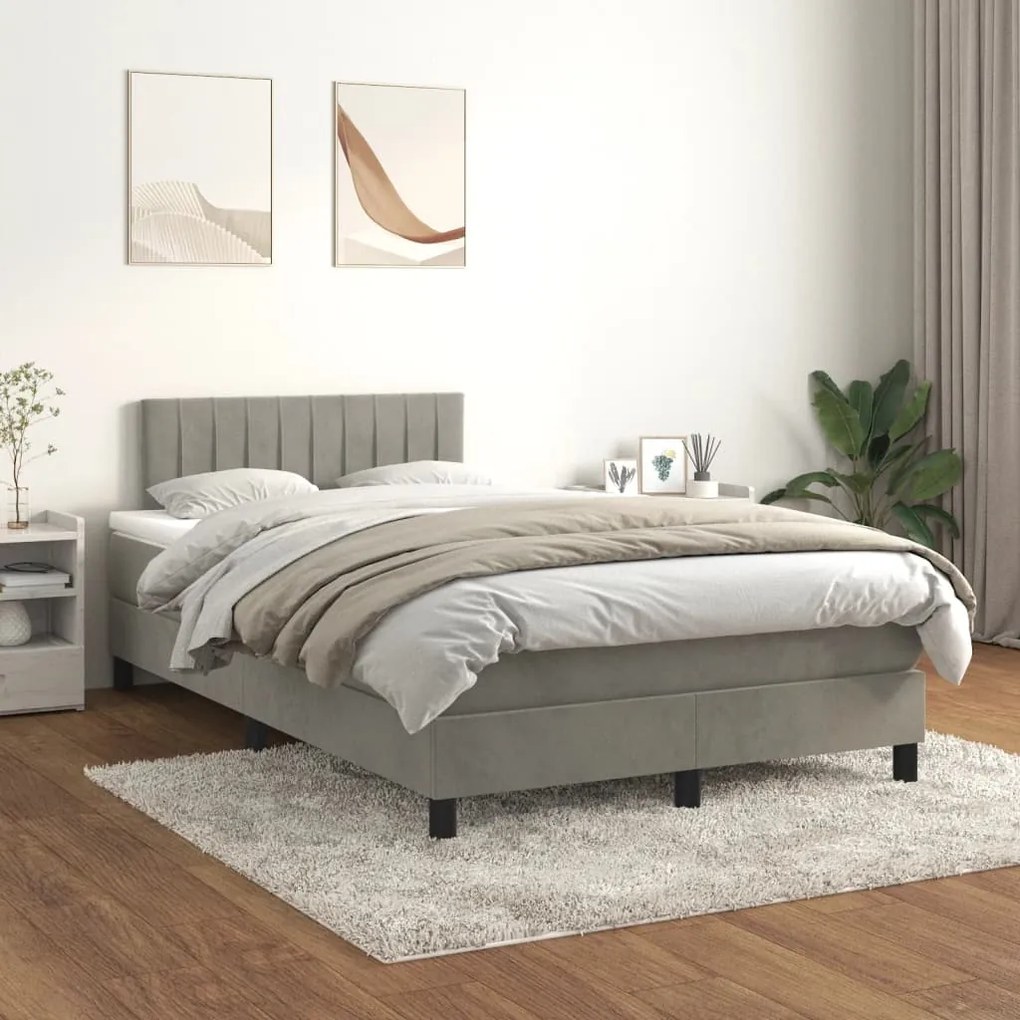 ΚΡΕΒΑΤΙ BOXSPRING ΜΕ ΣΤΡΩΜΑ ΑΝΟΙΧΤΟ ΓΚΡΙ 120X190 ΕΚ. ΒΕΛΟΥΔΙΝΟ 3269849