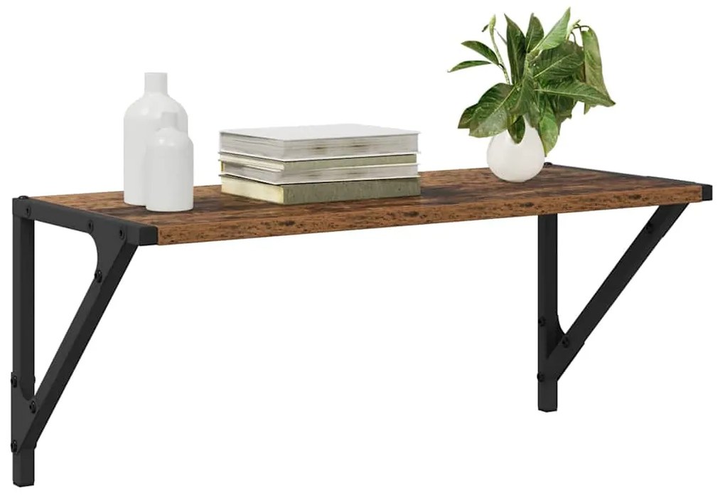 vidaXL Ράφια Τοίχου με ράφι 2 pcs Παλιό Ξύλο 60 x 25 x 25,5 cm