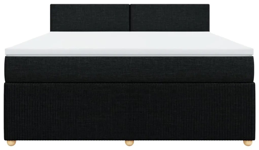 vidaXL Κρεβάτι Boxspring με Στρώμα Μαύρο 180x200 εκ. Υφασμάτινο