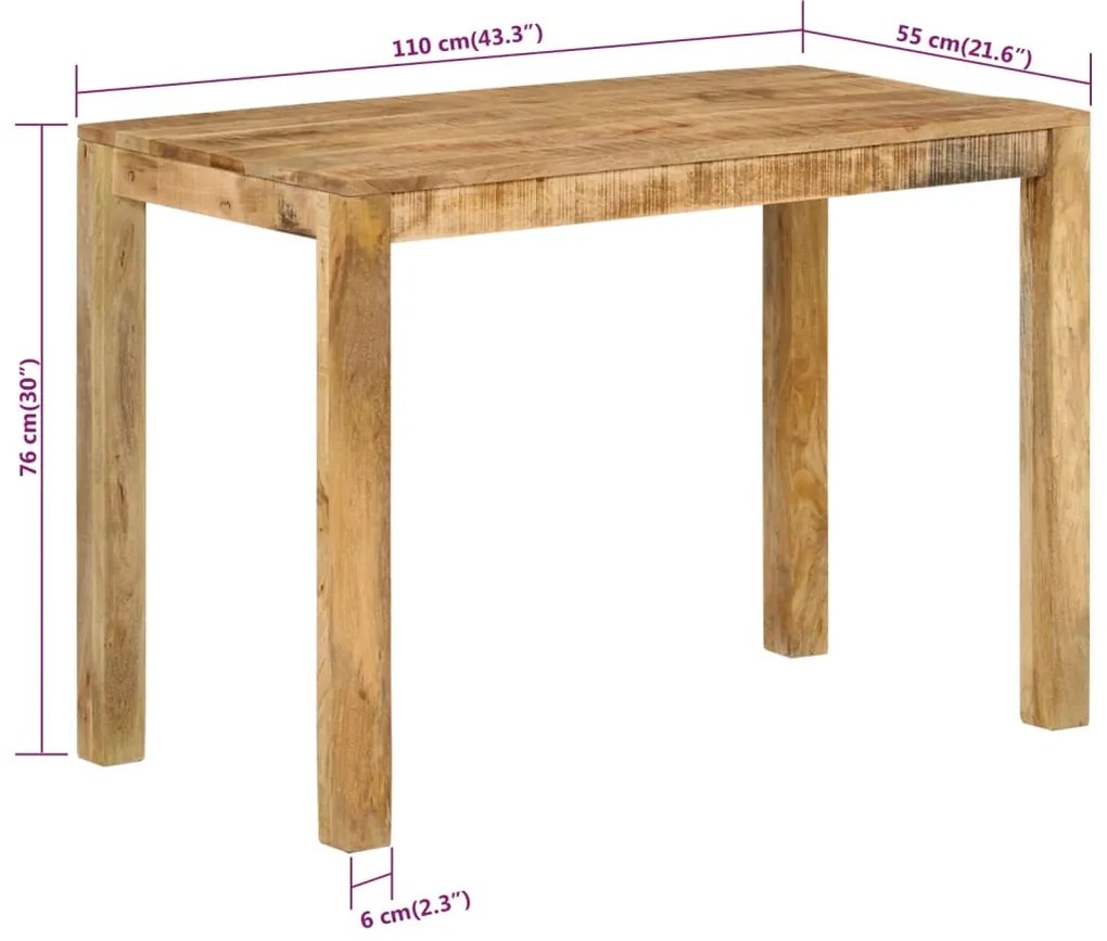 Τραπεζαρία 110 x 55 x 76 εκ. από Μασίφ Ξύλο Μάνγκο - Καφέ