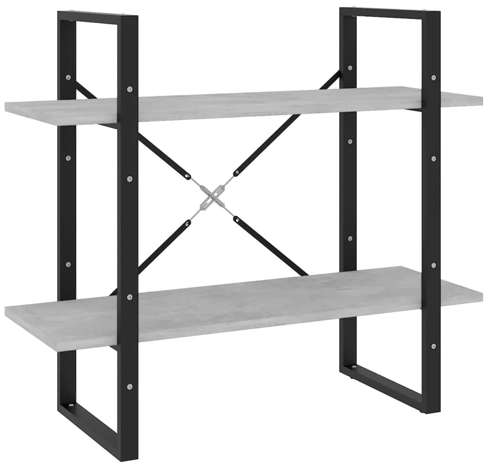 vidaXL Βιβλιοθήκη με 2 Ράφια Γκρι Σκυρ. 80 x 30 x 70 εκ. Επεξ. Ξύλο