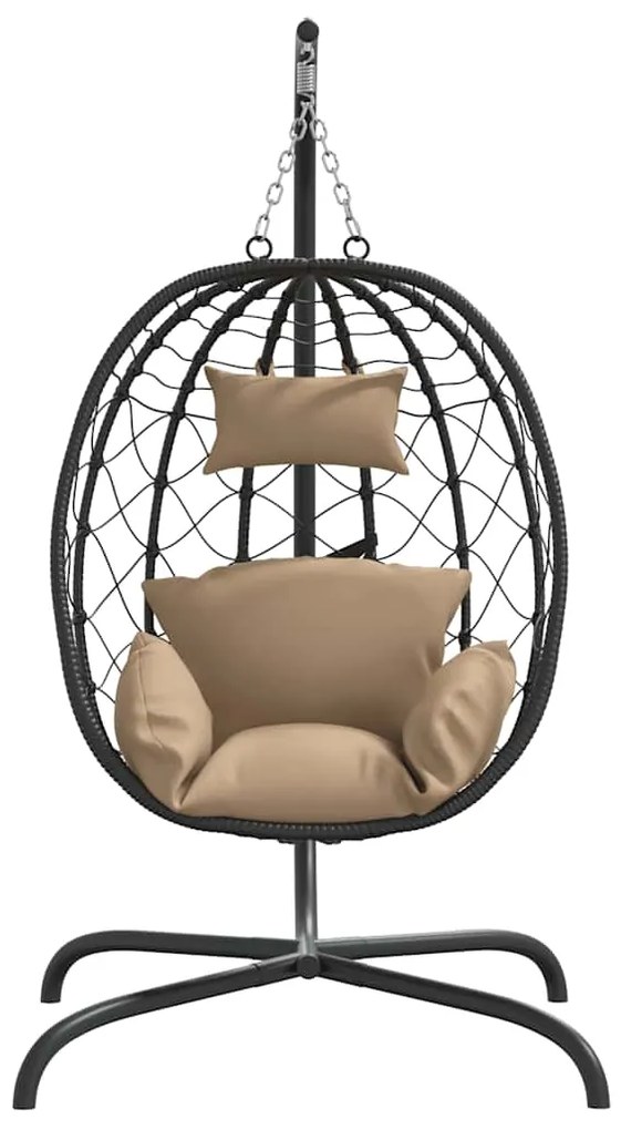vidaXL Πολυθρόνα Egg Κρεμαστή Taupe Συνθετικό Ρατάν/Ατσάλι με Μαξιλάρι