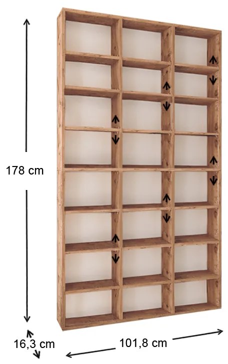 Βιβλιοθήκη μελαμίνης Fyodor Megapap χρώμα pine oak 102x16x178εκ.