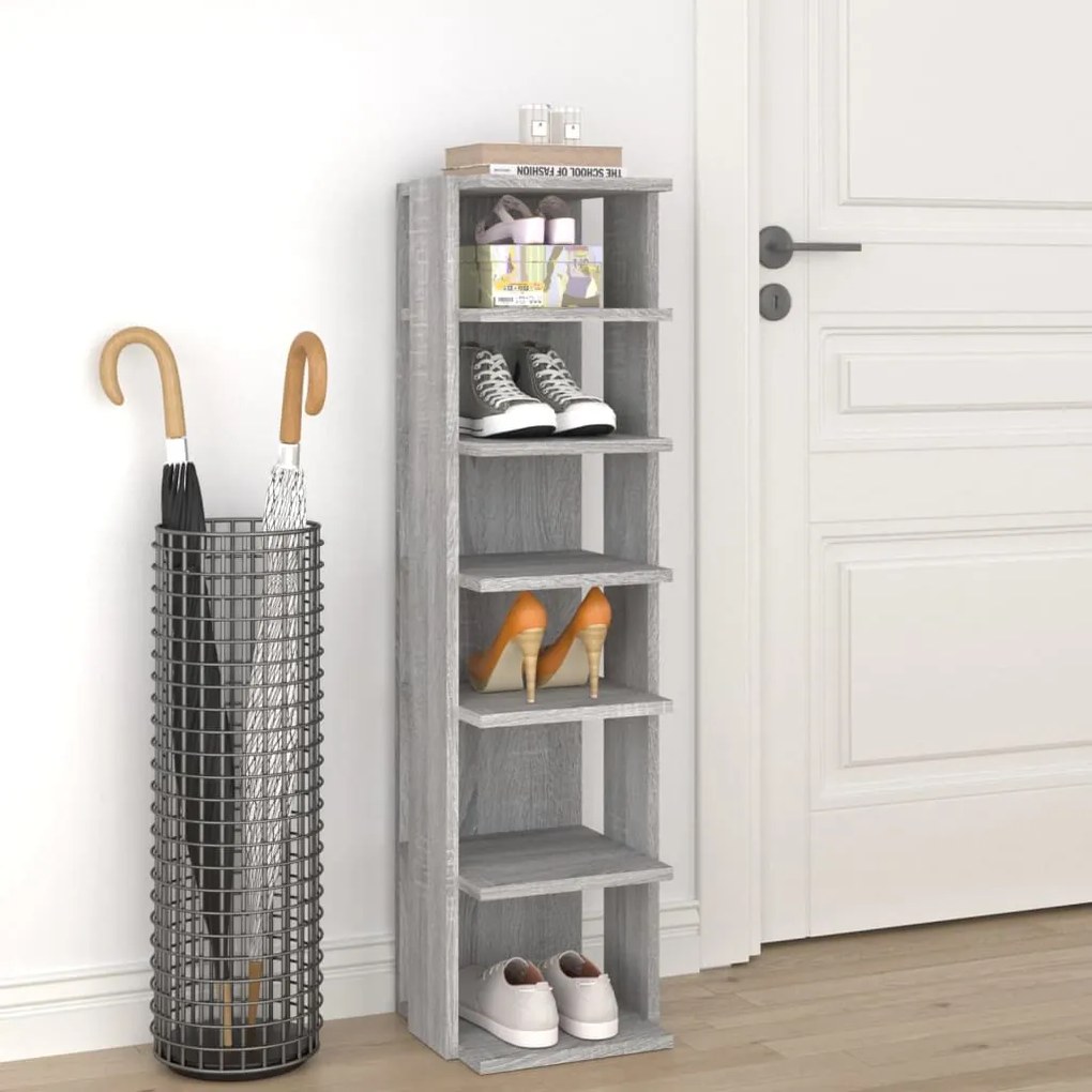 vidaXL Παπουτσοθήκη Γκρι Sonoma 27,5x27x102 εκ. από Επεξεργασμένο Ξύλο