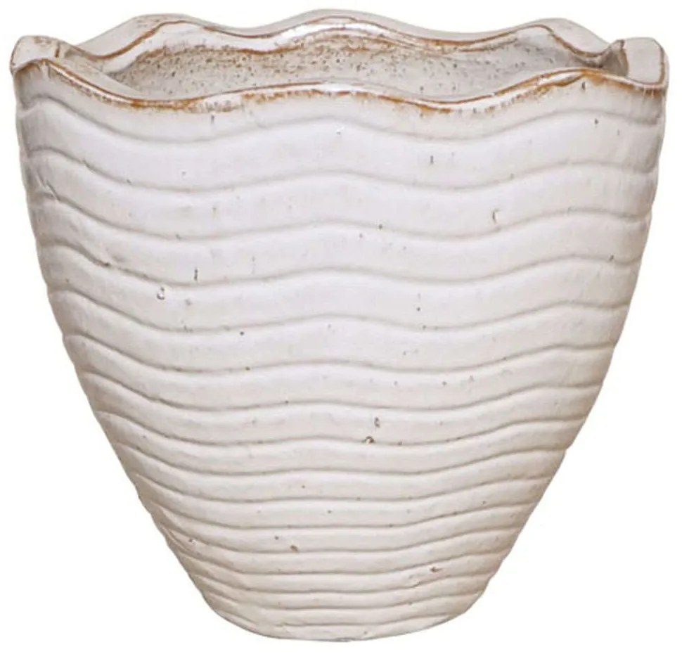 Κασπώ Πήλινο Κύματα 06-00-21271-S Φ30x30cm White-Terracotta Marhome Πηλός