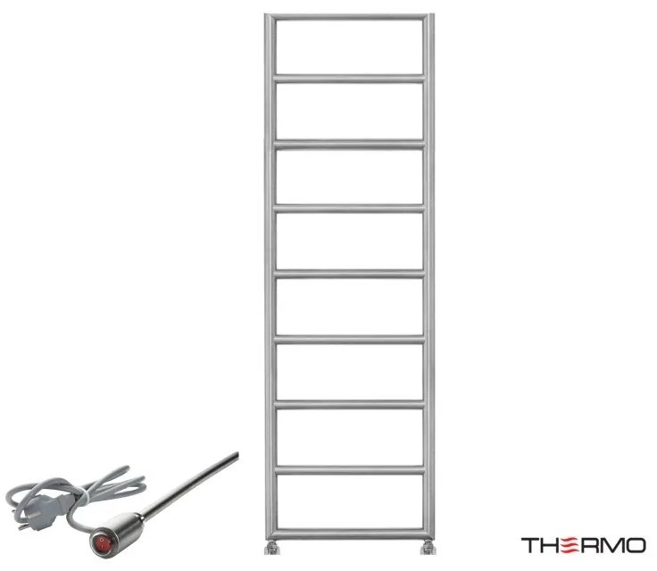 Thermo TEMPO Θερμαινόμενη πετσετοκρεμάστρα από ανοξείδωτο χάλυβα με ηλεκτρική λειτουργία, 150x50cm Inox Brushed