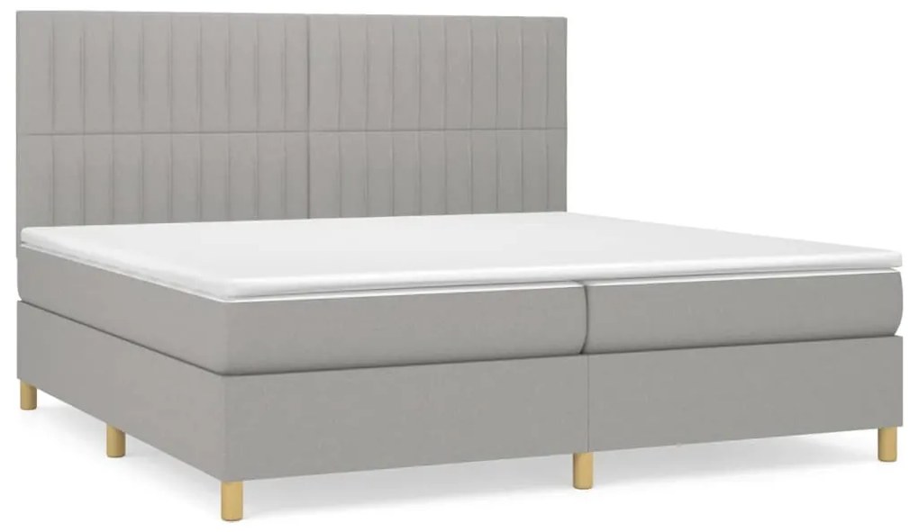 vidaXL Κρεβάτι Boxspring με Στρώμα Ανοιχτό Γκρι 200x200 εκ. Υφασμάτινο