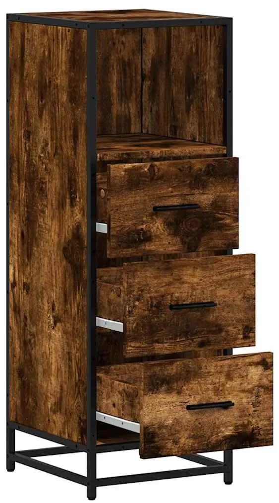 vidaXL Ντουλάπι μπάνιου καπνιστή βελανιδιά 35x37,5x100 cm
