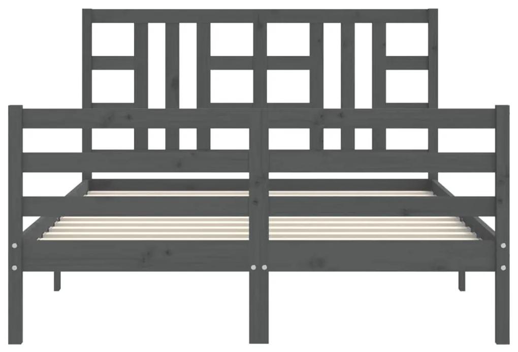 Πλαίσιο Κρεβατιού με Κεφαλάρι Γκρι 160x200 εκ Μασίφ Ξύλο - Γκρι