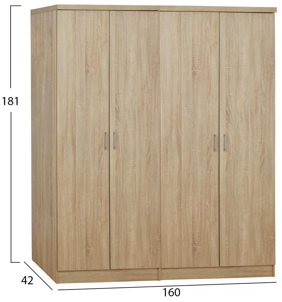Ντουλάπα JENNA Τετράφυλλη Sonama 160x42x181 εκ. 160x42x181 εκ.