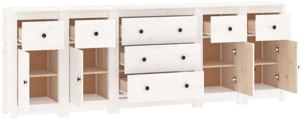 vidaXL Ντουλάπι Λευκό 230 x 35 x 80 εκ. από Μασίφ Ξύλο Πεύκου