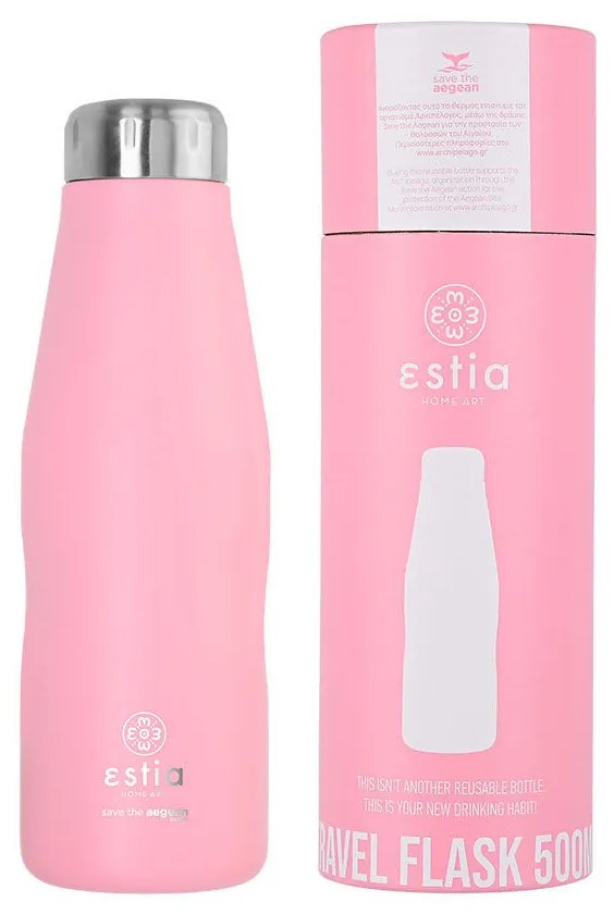 Estia 01-7812 Travel Flask Save Aegean Μπουκάλι Θερμός 500ml, Blossom Rose