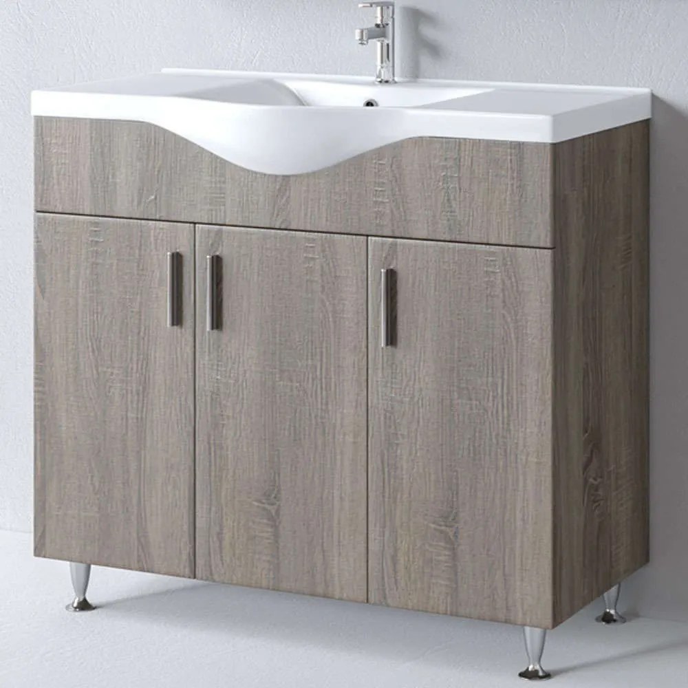 Έπιπλο Μπάνιου Πάγκος Με Νιπτήρα Siena S3BSI100SD0 100x46x83cm Dark Sonoma Porcelain,Melamine