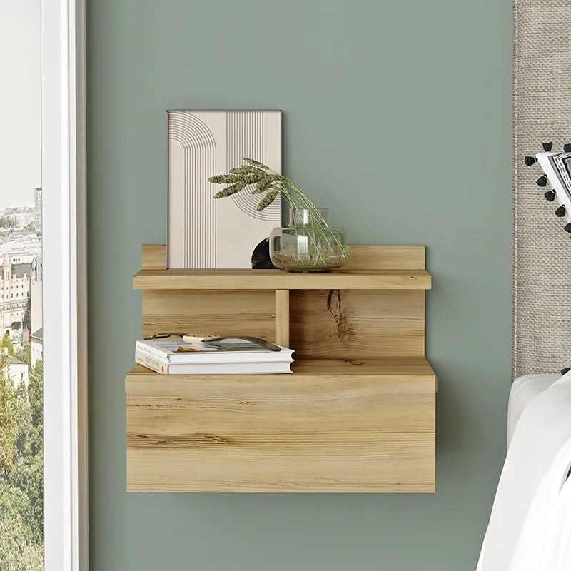 Κομοδίνο Discover pakoworld επιτοίχιο sonoma 40x35.5x32εκ - 176-000120 - 176-000120