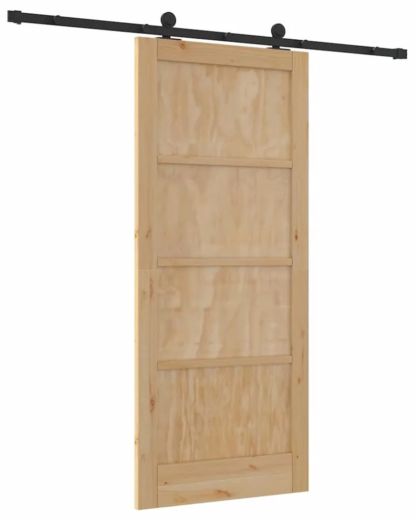 vidaXL Συρόμενη Πόρτα Φυσικό και Μαύρο 86 x 198,5 cm