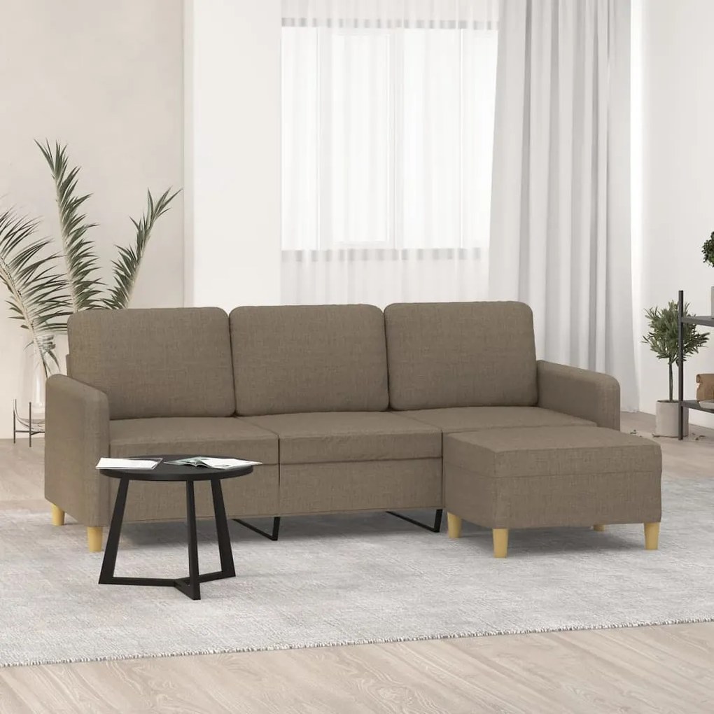 vidaXL Καναπές Τριθέσιος Taupe 180 εκ. Υφασμάτινος με Υποπόδιο