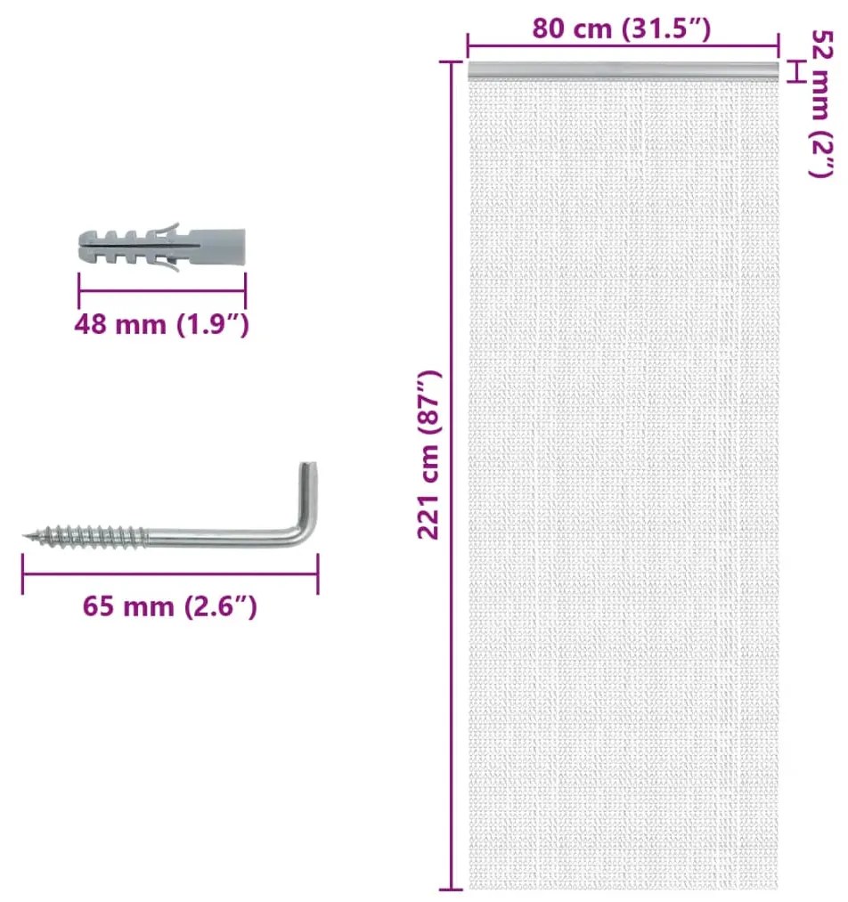 vidaXL Σήτα Πόρτας Αλυσιδωτή 80x221 εκ. από Αλουμίνιο