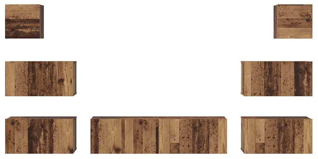vidaXL Σετ επίπλου τηλεόρασης 8 pcs Παλιό Ξύλο Επεξεργασμένο ξύλο