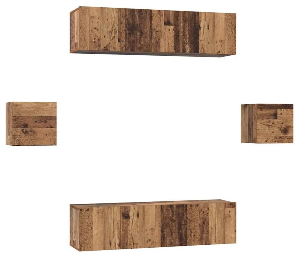 vidaXL Σετ επίπλου τηλεόρασης 6 pcs Παλαιό ξύλο 60 x 30 x 30 cm