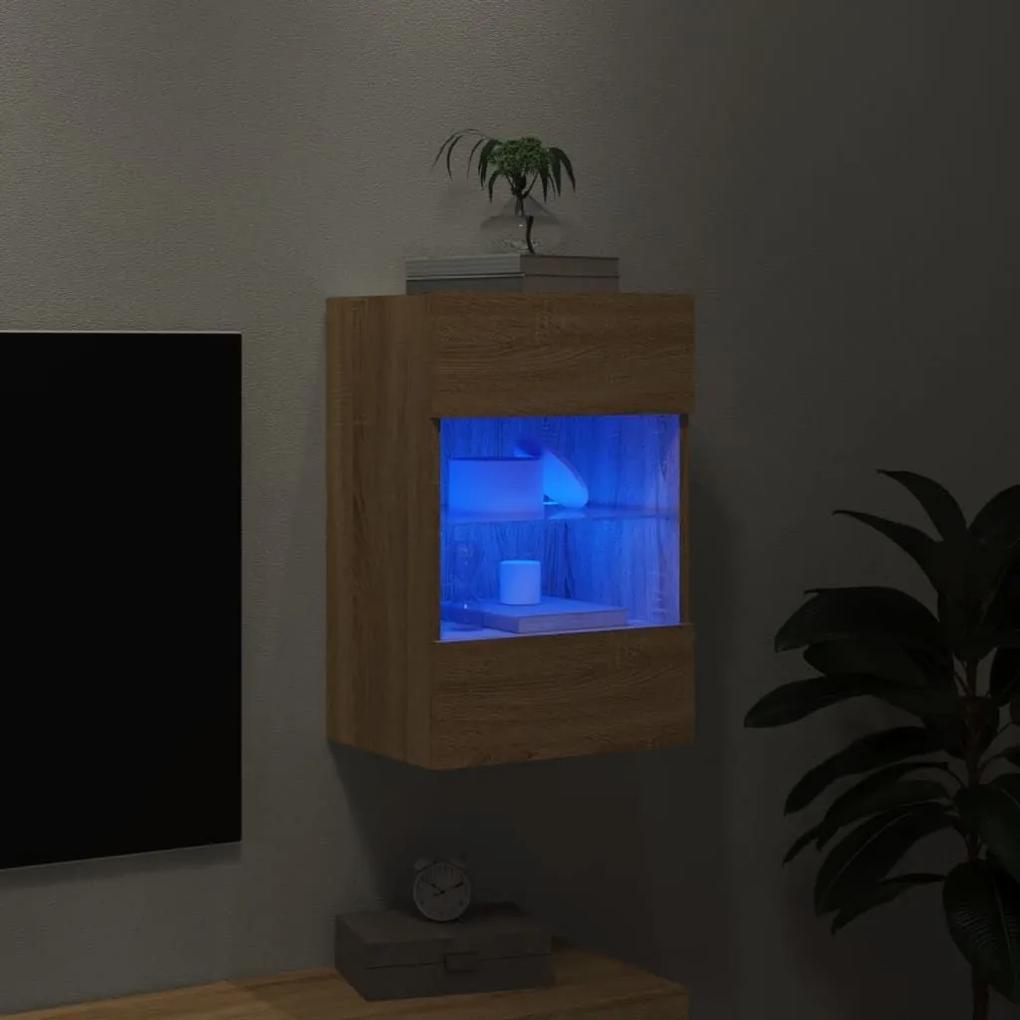 Έπιπλο Τοίχου Τηλεόρασης με LED Sonoma Δρυς 40x30x60,5 εκ. - Καφέ