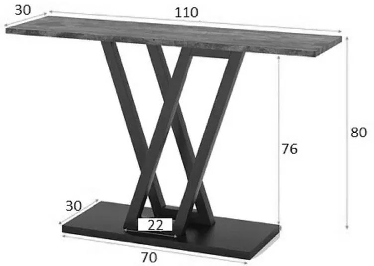 Κονσόλα Wirmo καρυδί μελαμίνης-πόδι μαύρο μέταλλο 110x30x80εκ 110x30x80 εκ.