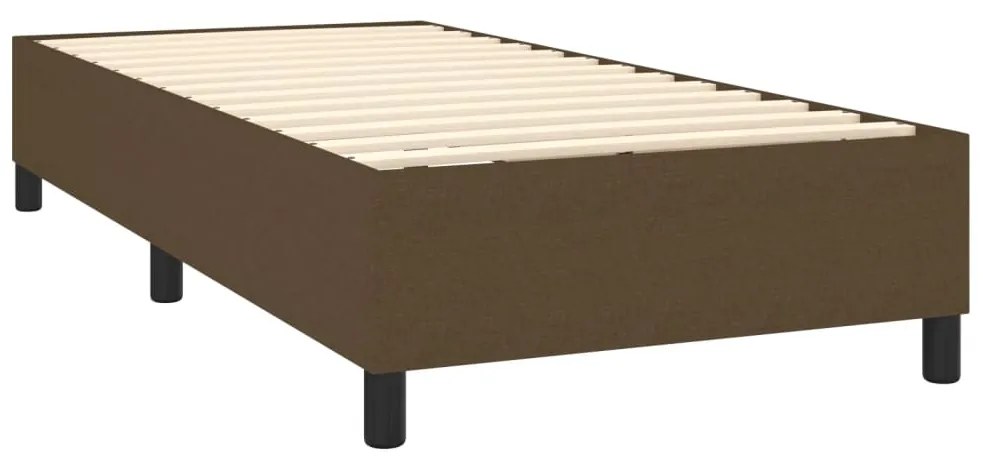 vidaXL Κρεβάτι Boxspring με Στρώμα Σκούρο Καφέ 100x200 εκ. Υφασμάτινο