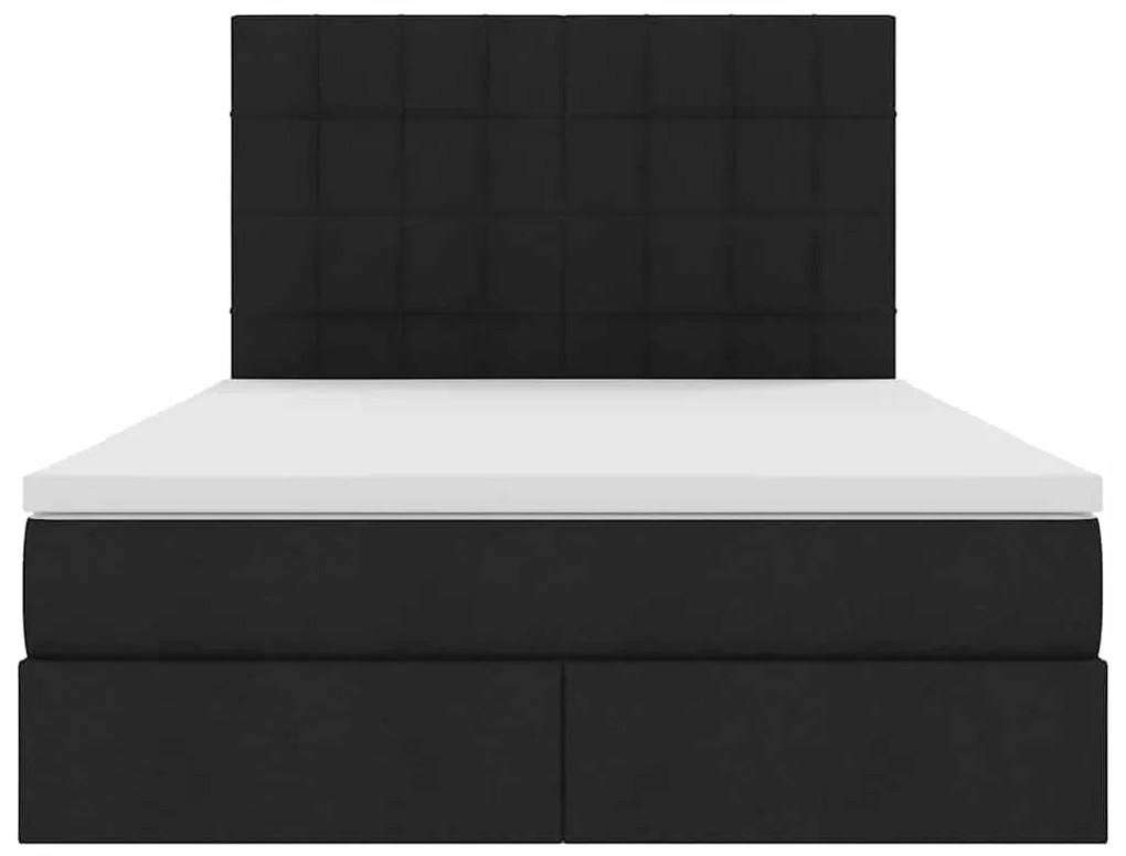 vidaXL Κρεβάτι Αποθήκης με στρώμα Μαύρο 140 x 200 cm Τεχνητό Δέρμα