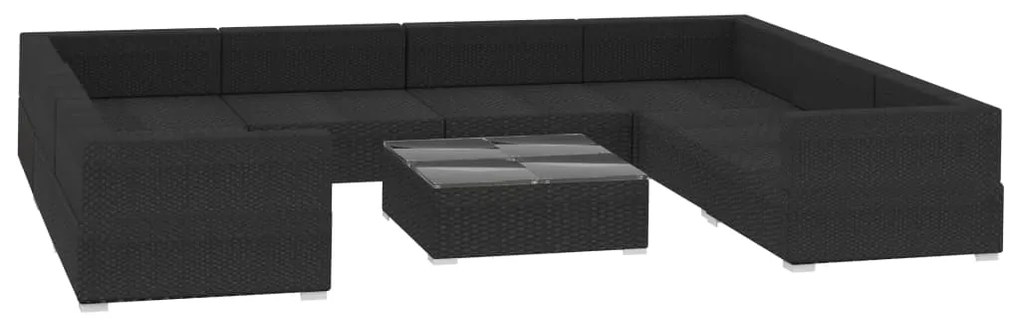 vidaXL Σαλόνι Κήπου 9 Τεμαχίων Μαύρο από Συνθετικό Ρατάν με Μαξιλάρια