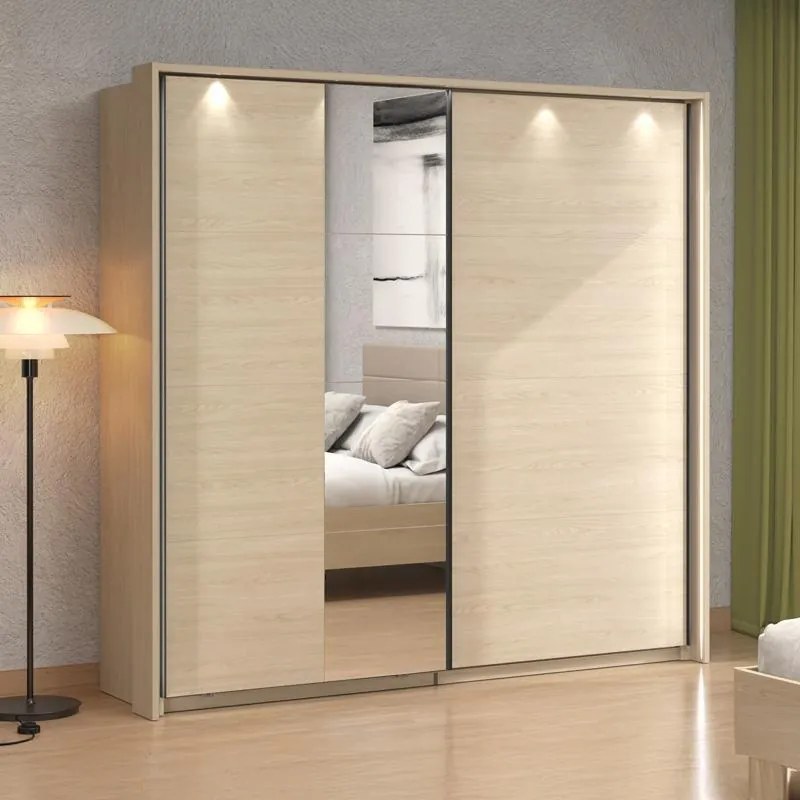 Ντουλάπα Συρόμενη ARBELA 220 OG με Καθρέπτη σε Light Port Oak 220x61x218εκ. 220x61x218 εκ.