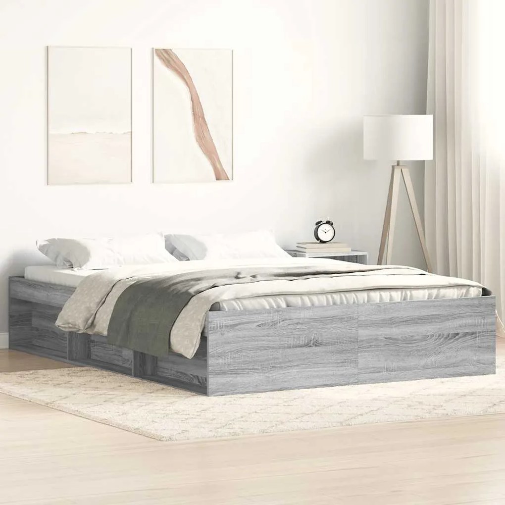 vidaXL Πλαίσιο Κρεβατιού Γκρι Sonoma 150 x 200 εκ. King Size