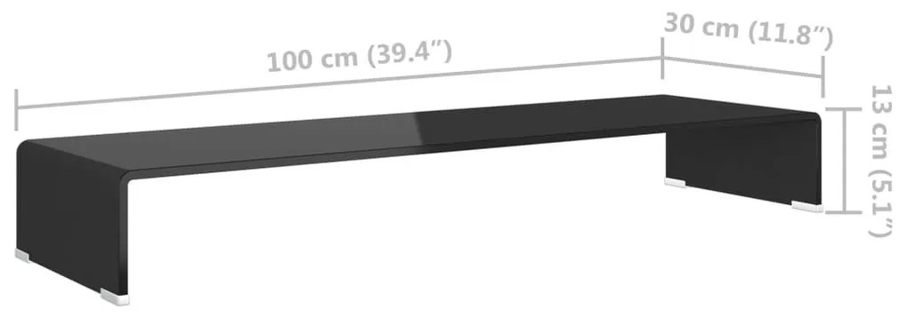 Βάση Τηλεόρασης/Οθόνης Μαύρη 100 x 30 x 13 εκ. Γυάλινη - Μαύρο