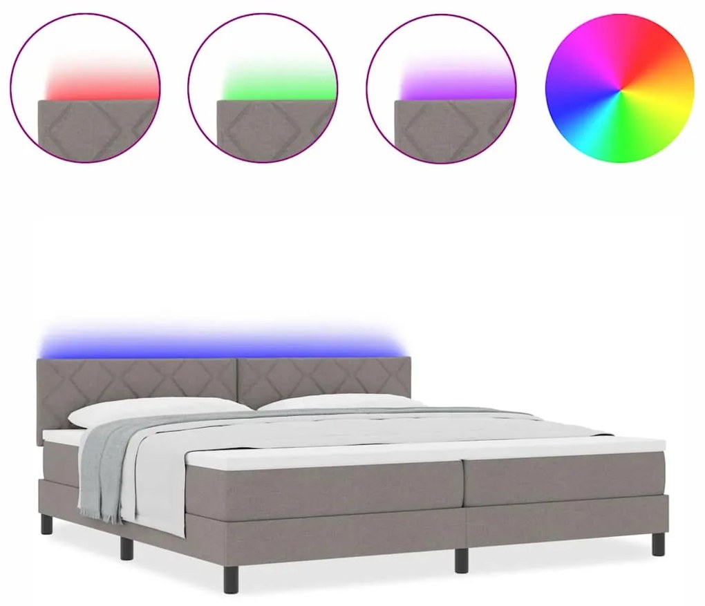 vidaXL Κρεβάτι με ελατήρια με στρώμα Taupe 200 x 200 cm ύφασμα