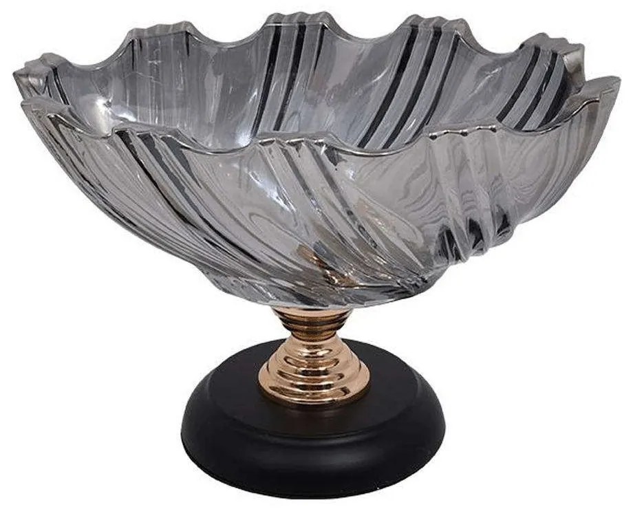 Διακοσμητικό Μπωλ Με Πόδι 373-223-933 36x19x22cm Black-Gold Glass