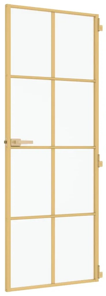 vidaXL Εσωτερική Πόρτα Χρυσή 76 x 201,5 εκ. Ψημένο Γυαλί & Αλουμίνιο